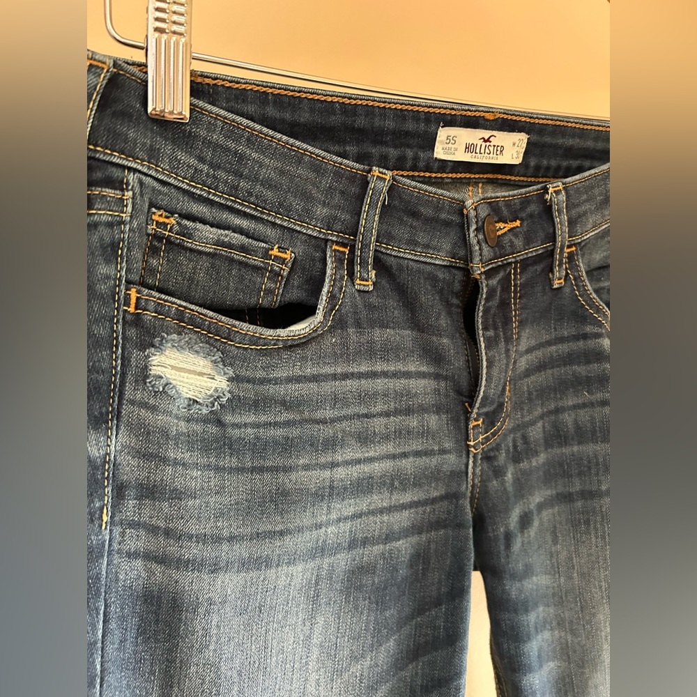 Hollister Y2K Straight Jeans W27 L30 | Women Size 5S | Low Rise Distressed Denim - Picture 4 of 16